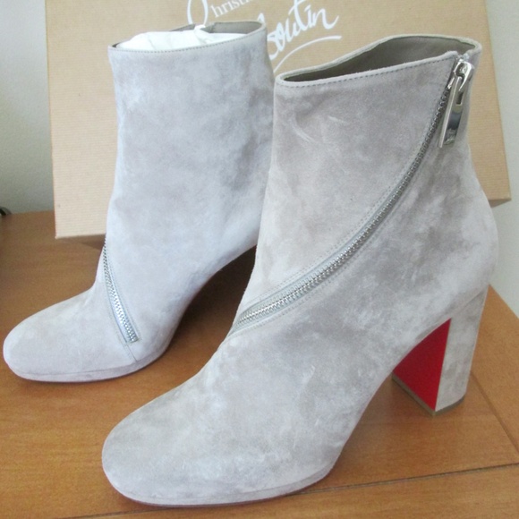 Christian Louboutin Veau Velours Birgitta 100 Zip Ankle Bootie, Size 38.5 - NWT - Picture 3 of 10